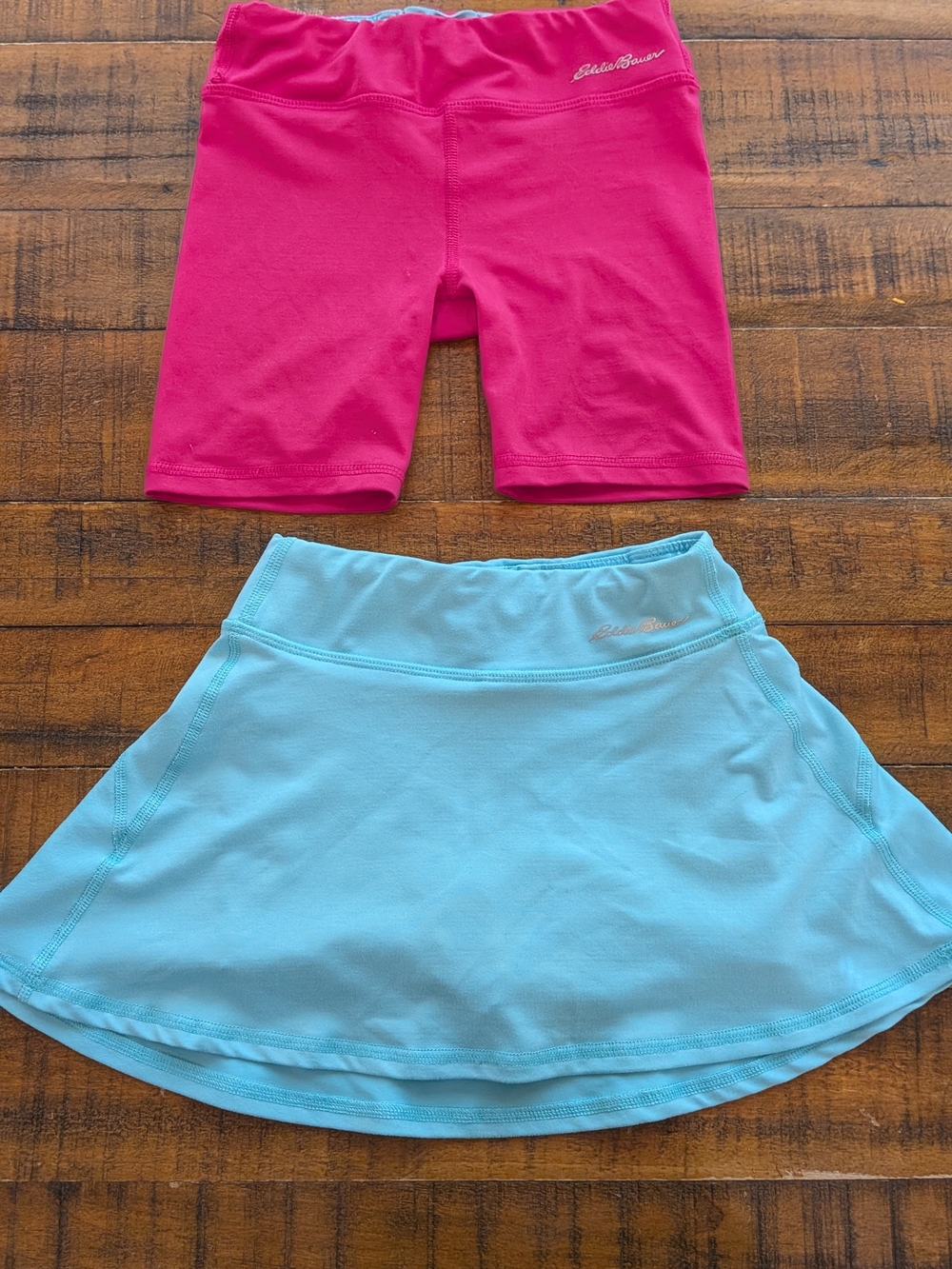 Eddie Bauer Pink Bike Shorts + Light Blue Skort Set, XS